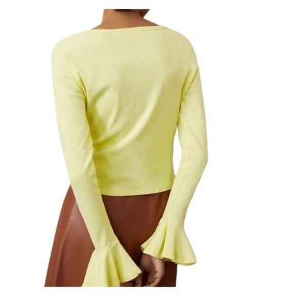 Maeve Yellow Bell Sleeve Flouncy Crop Top XS - Picture 4 of 7